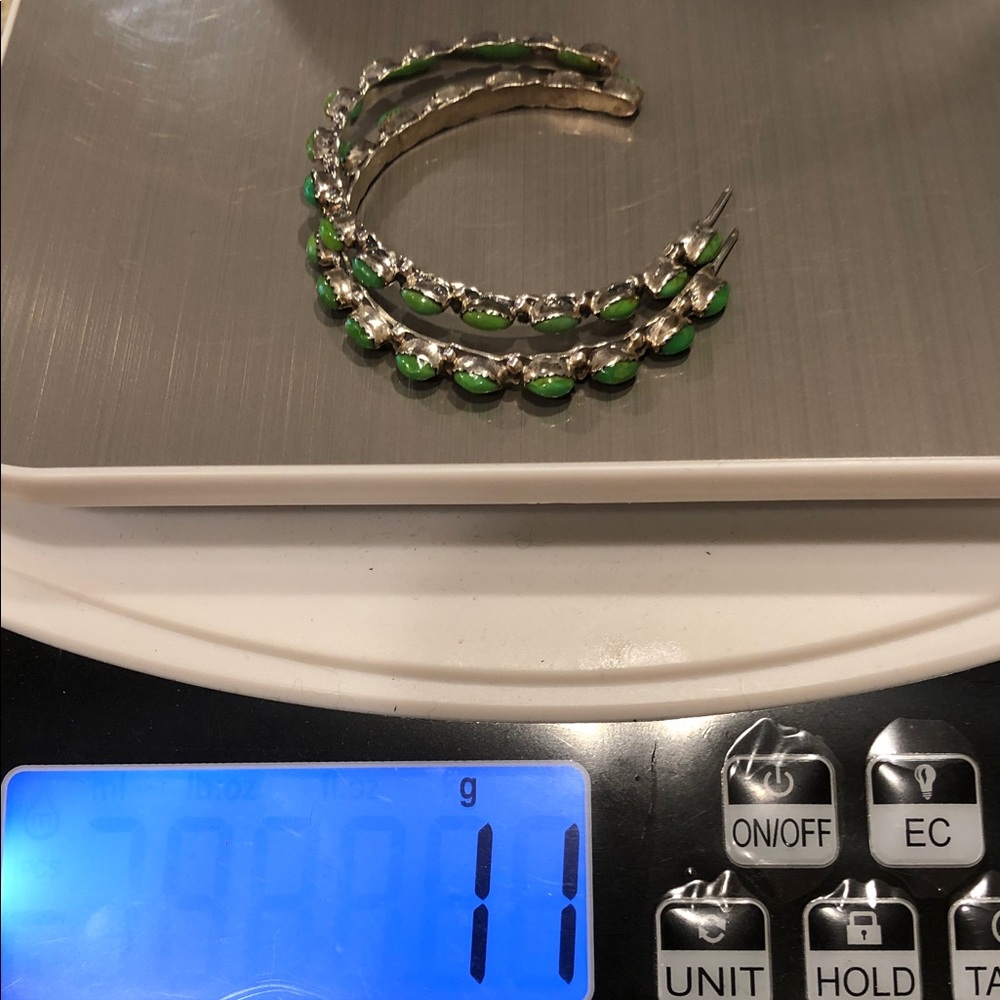 Green Turquoise 50mm Hoop Earrings 925 - Picture 5 of 5
